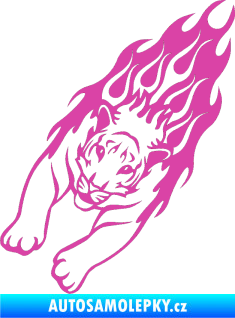 Samolepka Animal flames 024 levá tygr růžová
