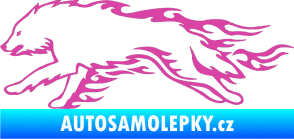 Samolepka Animal flames 032 levá vlk růžová