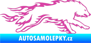 Samolepka Animal flames 032 pravá vlk růžová