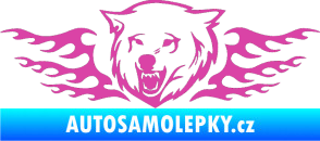 Samolepka Animal flames 034 levá  vlk růžová
