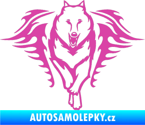 Samolepka Animal flames 039 pravá  vlk růžová