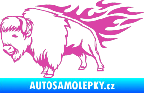 Samolepka Animal flames 077 levá býk růžová