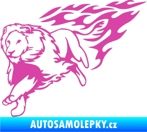 Samolepka Animal flames 087 levá lev růžová