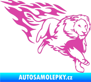 Samolepka Animal flames 087 pravá lev růžová