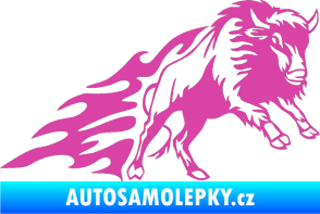 Samolepka Animal flames 089 pravá býk růžová