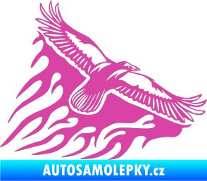 Samolepka Animal flames 091 pravá letící orel růžová