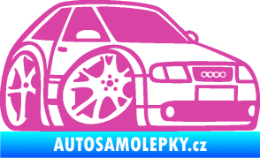 Samolepka Audi A3 karikatura pravá růžová