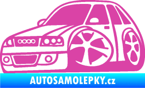 Samolepka Audi A4 karikatura levá růžová