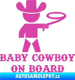 Samolepka Baby cowboy on board pravá růžová