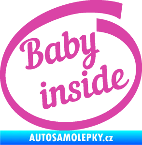 Samolepka Baby inside dítě v autě nápis růžová