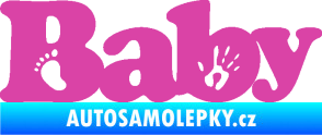 Samolepka Baby nápis otisk ručky a nožky růžová
