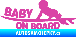 Samolepka Baby on board 010 levá surfing růžová