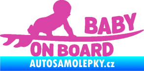 Samolepka Baby on board 010 pravá surfing růžová