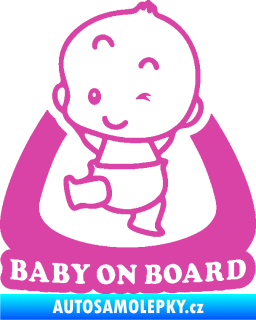 Samolepka Baby on board 011 levá s nápisem růžová