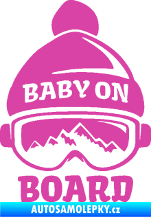 Samolepka Baby on board 012 pravá na horách růžová