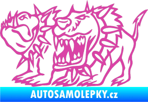 Samolepka Bad dogs levá zuřiví psi růžová