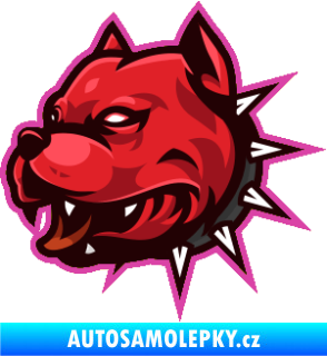 Samolepka Barevný pes 004 s konturou levá růžová