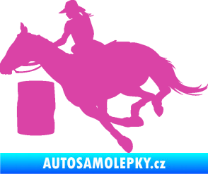 Samolepka Barrel racing 001 levá cowgirl rodeo růžová