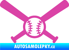 Samolepka Baseball míček a pálky růžová