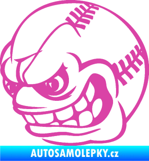 Samolepka Baseballový míček 001 levá s obličejem růžová