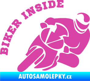Samolepka Biker inside 002 pravá motorkář růžová