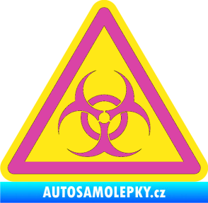 Samolepka Biohazard barevný trojúhelník růžová