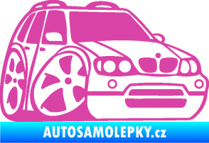 Samolepka BMW X5 karikatura pravá růžová