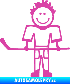 Samolepka Cartoon family kluk 002 levá hokejista růžová