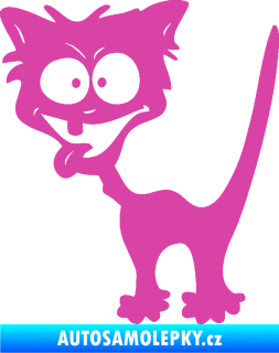 Samolepka Crazy cat levá bláznivá kočka růžová
