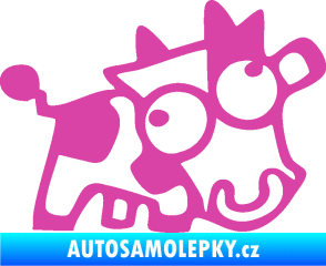 Samolepka Crazy cow pravá růžová