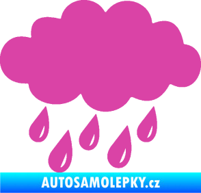 Samolepka Déšť 001 levá mrak a kapky růžová