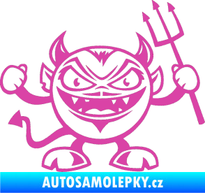 Samolepka Devil pravá čertík s vidlemi růžová