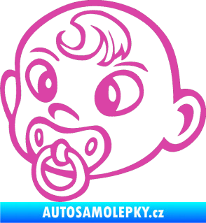 Samolepka Dítě v autě 004 levá miminko s dudlíkem hlavička růžová