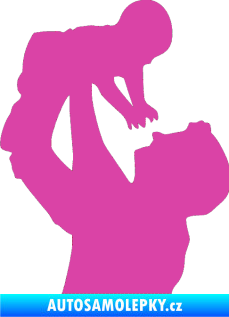 Samolepka Dítě v autě 026 levá miminko v náruči růžová
