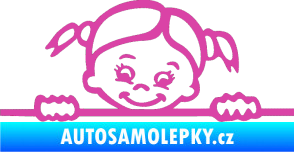 Samolepka Dítě v autě 030 levá malá slečna hlavička růžová