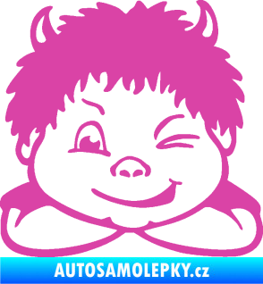 Samolepka Dítě v autě 055 levá kluk čertík růžová