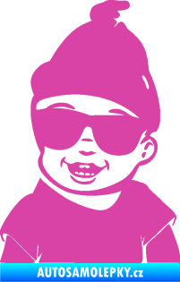 Samolepka Dítě v autě 081 levá chlapeček v brýlích růžová