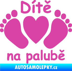 Samolepka Dítě v autě 089 nožičky s nápisem růžová