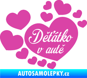 Samolepka Dítě v autě 092 nápis děťátko v autě se srdíčky růžová