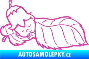 Samolepka Dítě v autě 107 levá spinká na lístečku růžová