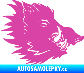 Samolepka Divoké prase 001 pravá kanec hlava růžová