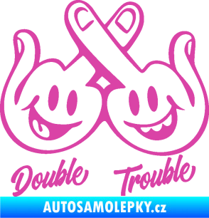 Samolepka Double trouble smajlíci f*ck růžová