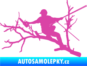 Samolepka Dřevorubec 006 levá prořezání ve výškách růžová