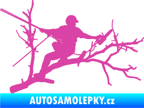 Samolepka Dřevorubec 006 pravá prořezání ve výškách růžová