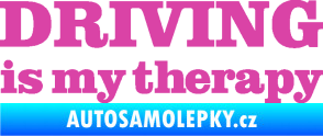 Samolepka Driving is my therapy nápis růžová