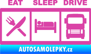 Samolepka Eat, sleep, drive 003 s nápisem růžová