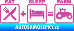 Samolepka Eat sleep farm růžová