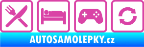 Samolepka Eat sleep game repeat hrát počítačové hry růžová