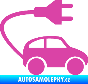 Samolepka Elektro auto 002 pravá symbol zásuvka růžová