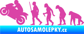 Samolepka Evoluce 004 levá motorkář růžová